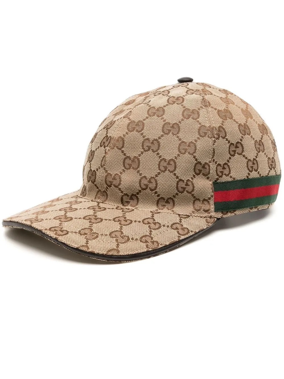 Gucci Beige GG Monogram Baseball Cap with Red-Green Web